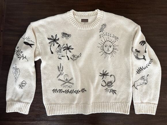 Mother Sweaters - MOTHER Sweater Cotton Jumper Women’s Large Cream Drawings In The Sand $395